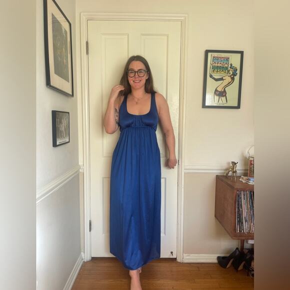 Vintage Other - 60s Vintage Navy Blue Nylon Slip Dress